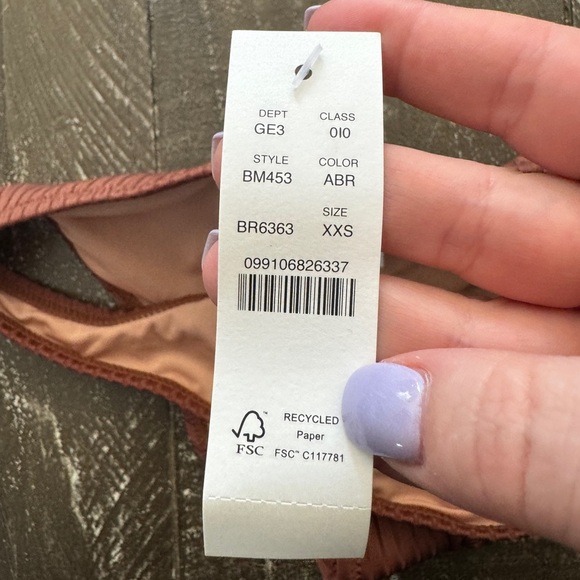 J. Crew Wide Rib Bikini Bottom Size XXS Hipster Full Coverage Brown‎ BM453 New! - Picture 5 of 8